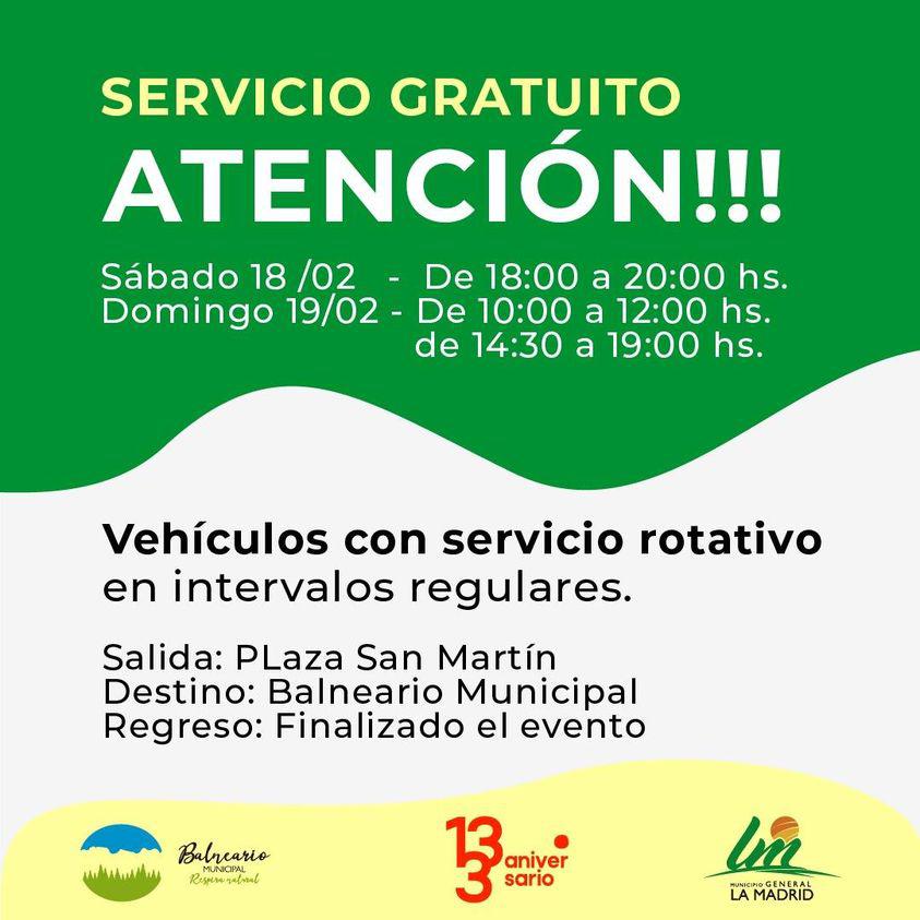 imagen flayer transporte gratuito al balneario