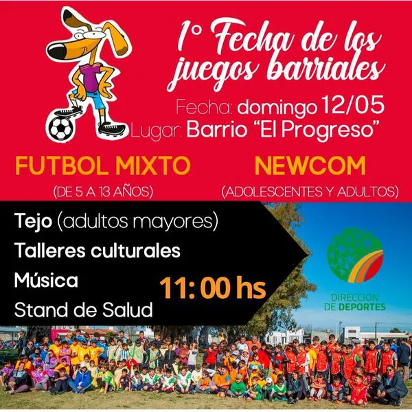 flyer primera fecha juegos barriales